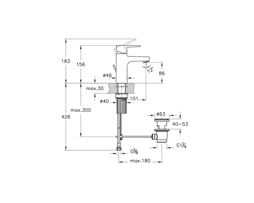 Dessin technique d''un robinet avec cotes