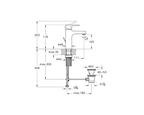 Dessin technique d''un robinet avec dimensions