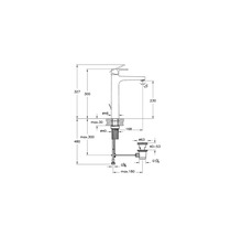 Schéma technique d''un robinet avec indications de dimensions