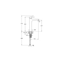Schéma technique d''un robinet de lavabo avec dimensions