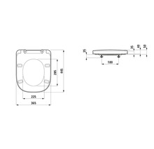 Dessin technique d''un siège de WC avec dimensions
