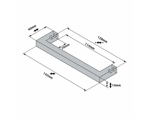 Schéma technique d''une poignée bâton avec dimensions