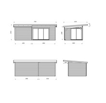 Gartenhaus Palmako Andrea 11,2+7,9 m² Schiebetür Isolierglas inkl. Fußboden 715 x 402 cm tauchgrundiert