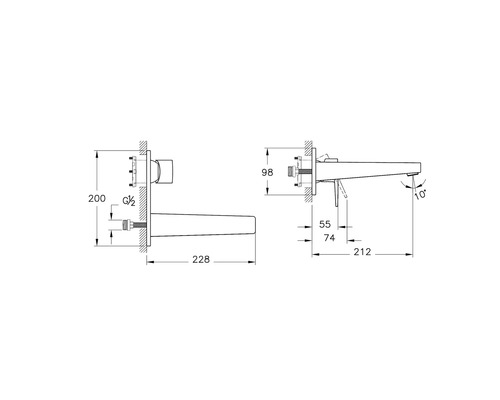 Dessin technique d''un robinet avec indications de dimensions