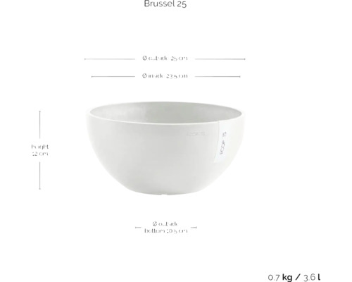 Brüssel 25 Pflanzgefäß mit Maßangaben