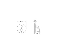 Dessin technique d''un mitigeur thermostatique rond avec dimensions