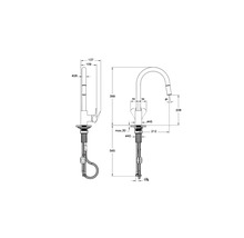 Schéma technique d''un robinet de cuisine avec dimensions