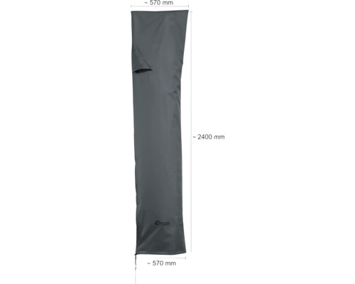 Schutzhülle für Heizstrahler mit den Maßen circa 570 x 570 x 2400 Millimeter.