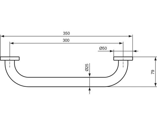 Dessin technique d''une barre d''appui avec cotes