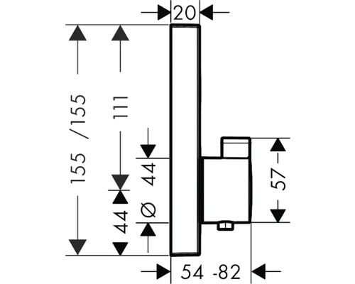 Technische Zeichnung eines Handtuchhalters mit Maßangaben