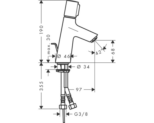 Dessin technique d''un robinet avec dimensions
