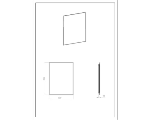 Dessin technique d''un cadre de douche, 800 x 600 mm