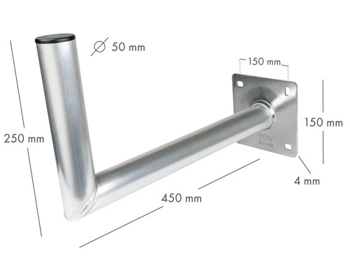 Antennenhalter aus Aluminium mit den Maßen 250 mm x 450 mm