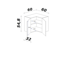 Dessin technique d''un meuble d''angle avec dimensions