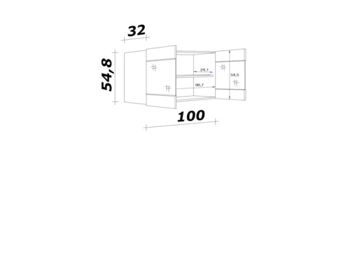 Dessin d''un meuble bas avec dimensions
