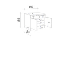 Schéma technique d''un meuble sous-lavabo avec dimensions.
