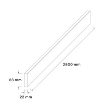 Dessin d''une plinthe de dimensions 2800 mm de long, 88 mm de haut et 22 mm de profondeur.