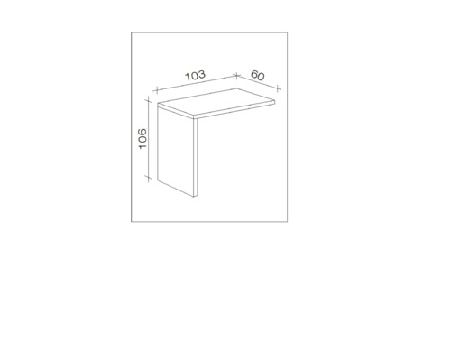 Dessin technique d''une table mesurant 106 x 103 x 60 centimètres
