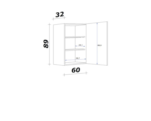 Dessin technique d''une armoire murale avec dimensions