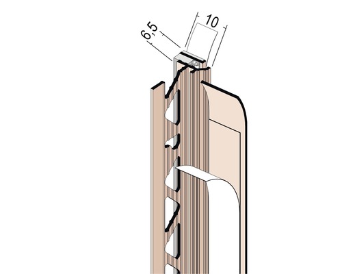 Illustration d''un profilé de carrelage avec des indications de dimensions