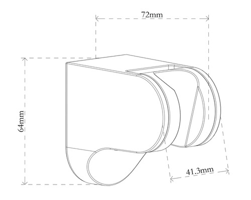 Dessin technique d''un support de pommeau de douche avec indications de dimensions