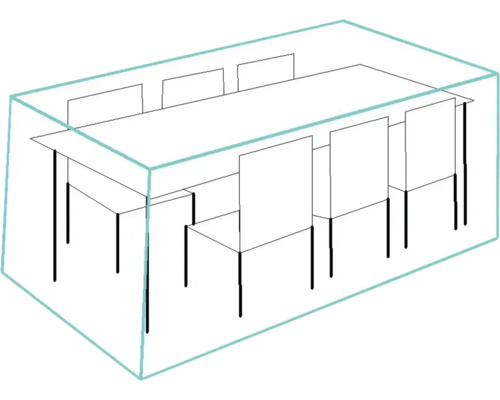 Illustration d''une table à manger avec des chaises sous une couverture
