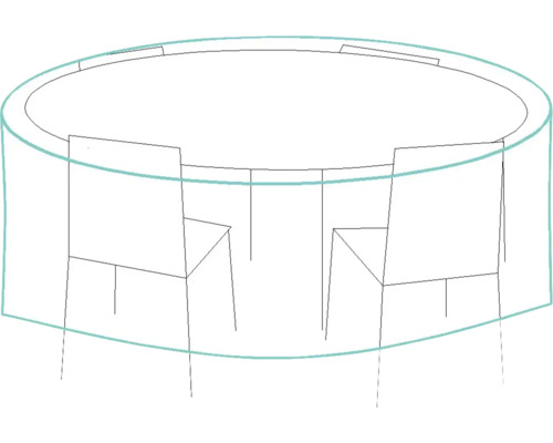 Schéma d''une table ronde avec des chaises et une housse de protection