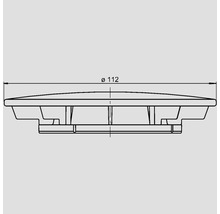 Technische Zeichnung eines Deckels mit einem Durchmesser von 112 mm.