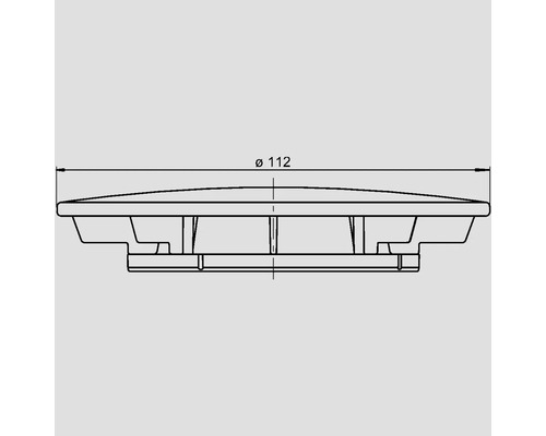 Technische Zeichnung eines Deckels mit einem Durchmesser von 112 mm.