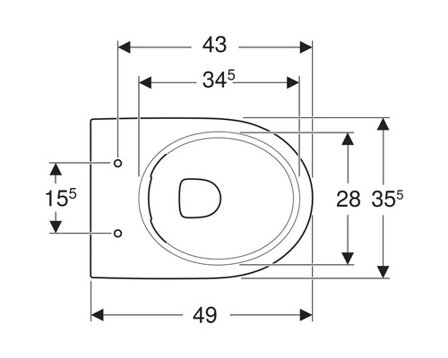 Schéma technique d''un WC suspendu avec cotes