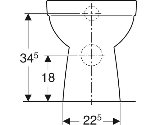 Schéma technique de toilettes avec dimensions