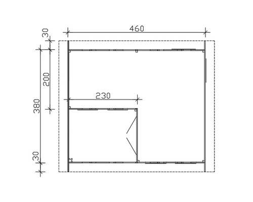 Plan d''une sauna d''angle avec dimensions