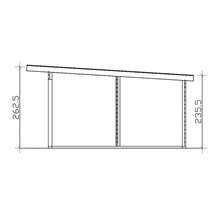 Dessin technique d''un abri de jardin avec indications de hauteur