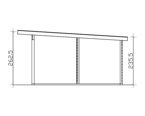 Dessin technique d''un abri de jardin avec indications de hauteur