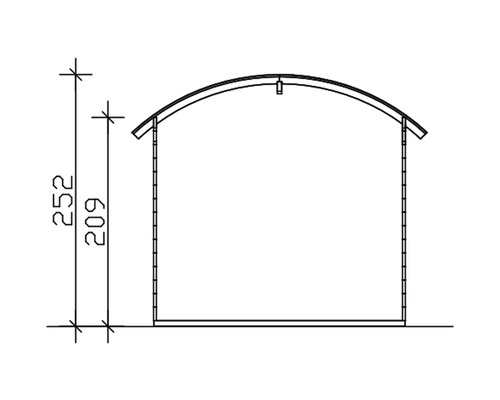 Dessin technique d''un abri de jardin avec indication de la hauteur en centimètres
