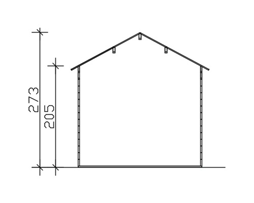 Dessin d''un abri de jardin avec indications de hauteur