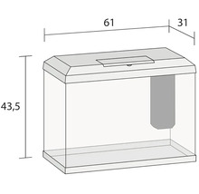 Illustration d''un aquarium avec indications de taille.