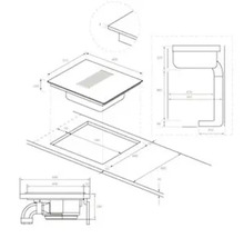Dessin technique d''un évier avec dimensions.