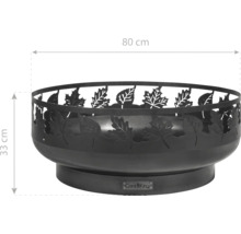 Feuerschale aus Stahl mit Blätterdesign, 80 cm Durchmesser und 33 cm Höhe