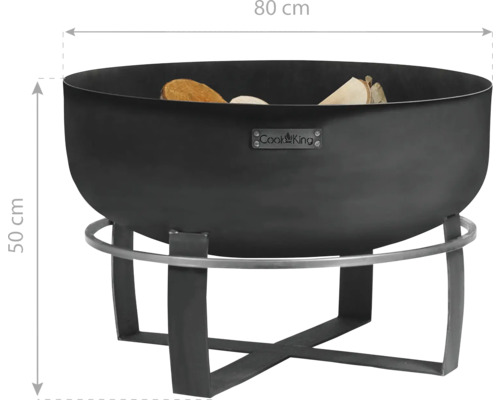 Brasero avec bois et dimensions 80 sur 50 centimètres