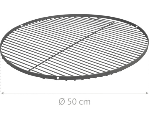Grille de barbecue ronde d''un diamètre de 50 centimètres.