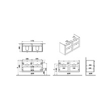 Waschtischunterschrank VitrA Root Classic BxHxT 117 x 65 cm x 45 cm Frontfarbe graphit matt matt 68507