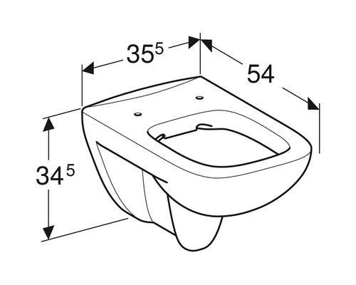Dessin technique d''un WC suspendu avec dimensions