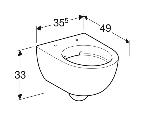 Schéma technique de WC suspendu avec dimensions