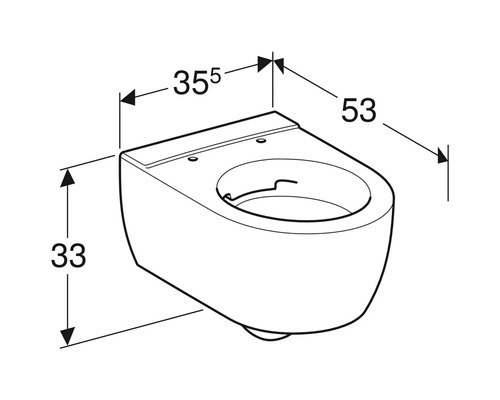 Schéma technique d''une toilette suspendue avec dimensions