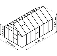 Gewächshaus Vitavia Meridian 1 11500 Hohlkammerplatten 4 mm 257x445 cm Aluminium