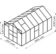 Schéma technique d''une serre avec dimensions