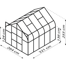 Gewächshaus Vitavia Diana 8300 Einscheibensicherheitsglas 3 mm 264x321 cm Aluminium
