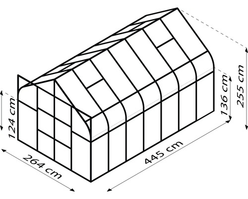 Schéma de serre avec dimensions