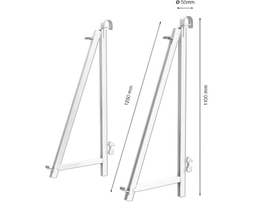 Deux consoles d''échafaudage avec dimensions 1250 mm et 1100 mm